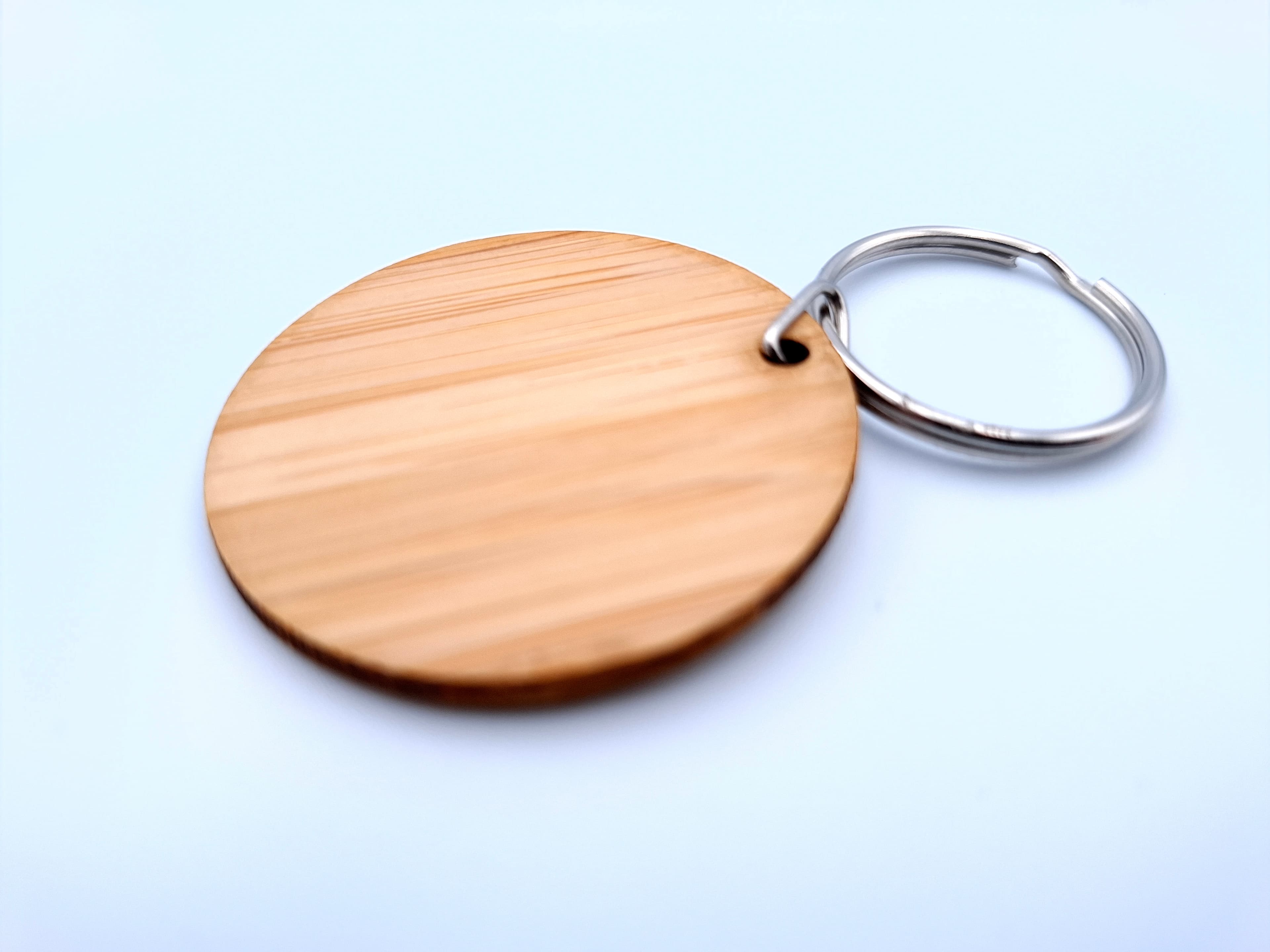 Porte-clés rond en bambou